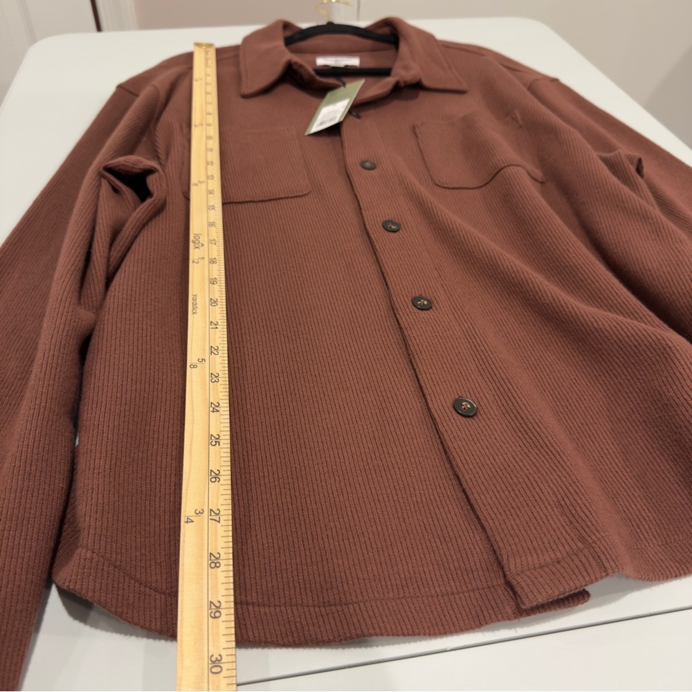 Good Fellow Chocolate Brown Shirt Jacket Men Size XL Preppy Ribbed Knit - Picture 12 of 14
